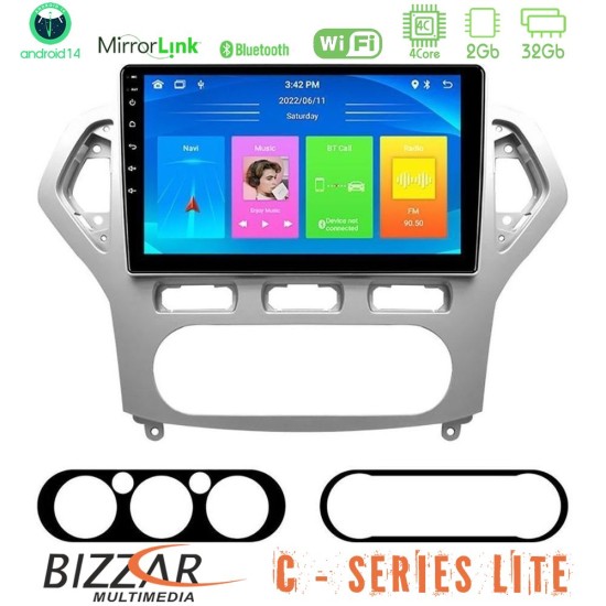 Bizzar C Series Lite 4Core Android14 2+32GB  Ford Mondeo 2007-2010 AUTO A/C Navigation Multimedia Tablet 9"