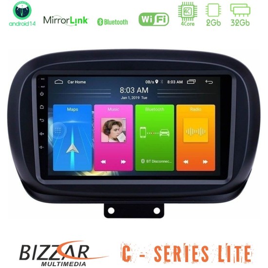 Bizzar C Series Lite 4Core Android14 2+32GB  Fiat 500X Navigation Multimedia Tablet 9"
