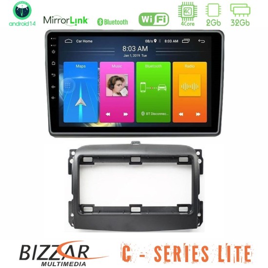 Bizzar C Series Lite 4Core Android14 2+32GB  Fiat 500L Navigation Multimedia Tablet 10"