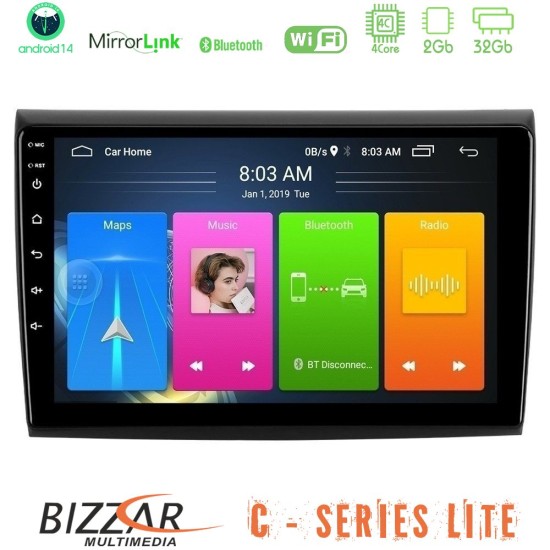 Bizzar C Series Lite 4Core Android14 2+32GB  Fiat Bravo Navigation Multimedia Tablet 9"