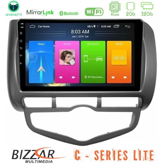 Bizzar C Series Lite 4Core Android14 2+32GB  Honda Jazz 2002-2008 (Auto A/C) Navigation Multimedia Tablet 9"