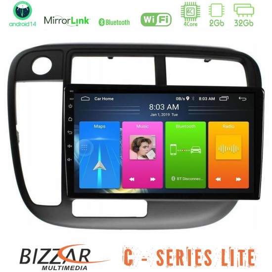 Bizzar C Series Lite 4Core Android14 2+32GB Honda Civic 1995-2001 Navigation Multimedia Tablet 9"