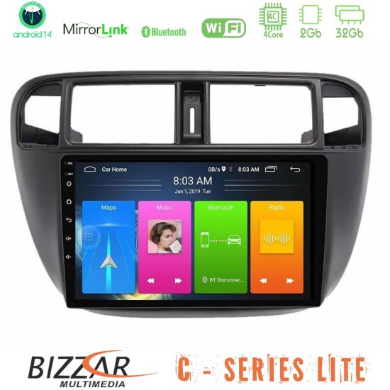 Bizzar C Series Lite 4Core Android14 2+32GB Honda Civic 1995-2001 Navigation Multimedia Tablet 9"