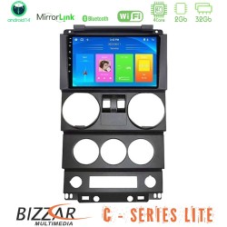 Bizzar C Series Lite 4Core Android14 2+32GB  Jeep Wrangler 2Door 2008-2010 Navigation Multimedia Tablet 9"