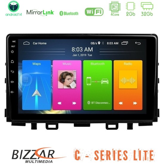 Bizzar C Series Lite 4Core Android14 2+32GB  Kia Stonic Navigation Multimedia Tablet 9"