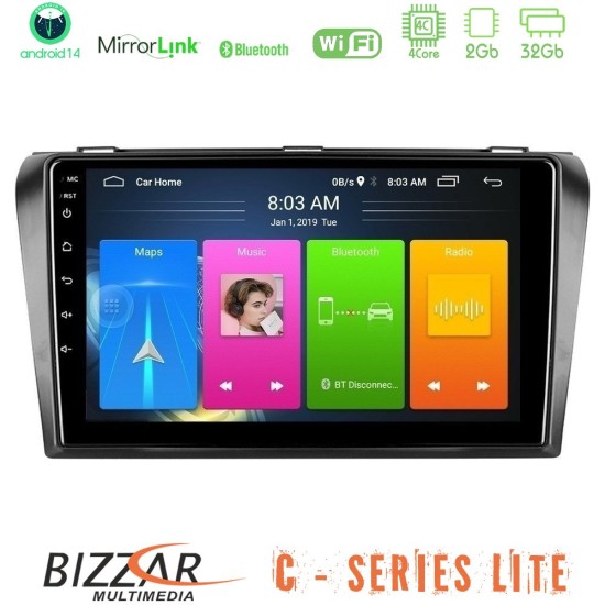 Bizzar C Series Lite 4Core Android14 2+32GB  Mazda 3 2004-2009 Navigation Multimedia Tablet 9"