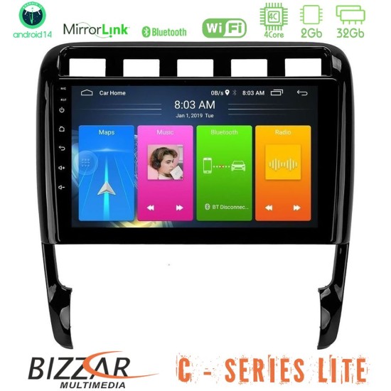 Bizzar C Series Lite 4Core Android14 2+32GB  Porsche Cayenne 2003-2010 Navigation Multimedia Tablet 9"
