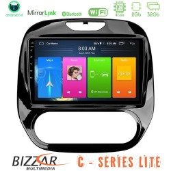 Bizzar C Series Lite 4Core Android14 2+32GB  Renault Captur 2013-2019 (Manual AC) Navigation Multimedia Tablet 9"