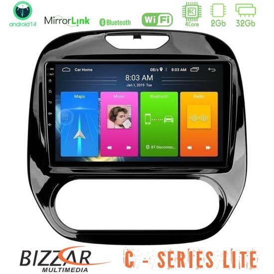 Bizzar C Series Lite 4Core Android14 2+32GB  Renault Captur 2013-2019 (Manual AC) Navigation Multimedia Tablet 9"