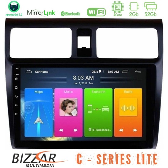 Bizzar C Series Lite 4Core Android14 2+32GB  Suzuki Swift 2005-2010 Navigation Multimedia Tablet 10"