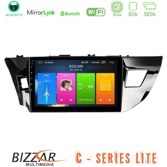 Bizzar C Series Lite 4Core Android14 2+32GB  Toyota Corolla 2014-2016 Navigation Multimedia Tablet 9"