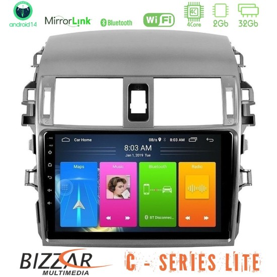 Bizzar C Series Lite 4Core Android14 2+32GB  Toyota Corolla 2008-2010 Navigation Multimedia Tablet 9"