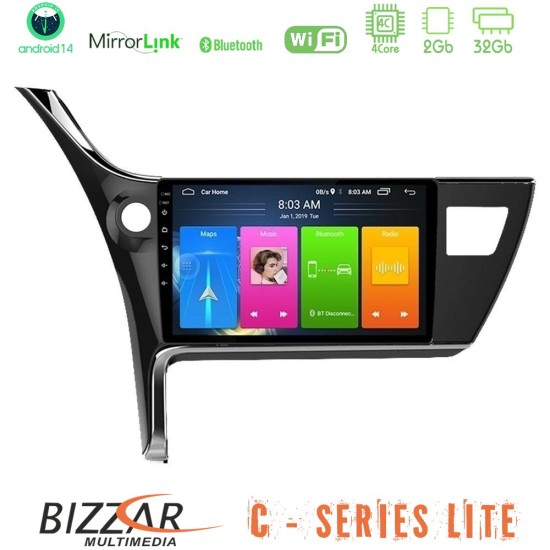 Bizzar C Series Lite 4Core Android14 2+32GB  Toyota Corolla 2017-2018 Navigation Multimedia Tablet 10"