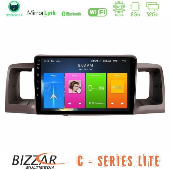 Bizzar C Series Lite 4Core Android14 2+32GB  Toyota Corolla 2002-2006 Navigation Multimedia Tablet 9"