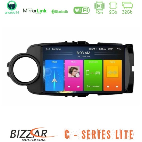 Bizzar C Series Lite 4Core Android14 2+32GB  Toyota Yaris Navigation Multimedia Tablet 9" (Μαύρο Χρώμα)