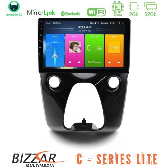 Bizzar C Series Lite 4Core Android14 2+32GB  Toyota Aygo | Citroen C1 | Peugeot 108 Navigation Multimedia 10"