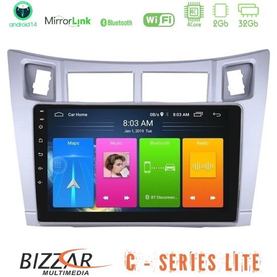 Bizzar C Series Lite 4Core Android14 2+32GB  Toyota Yaris Navigation Multimedia Tablet 9" (Ασημί Χρώμα)