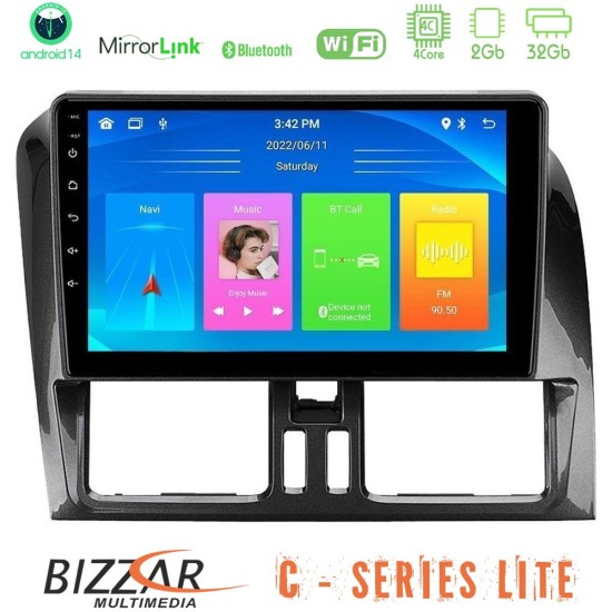 Bizzar C Series Lite 4Core Android14 2+32GB  Volvo XC60 2009-2012 Navigation Multimedia Tablet 9"