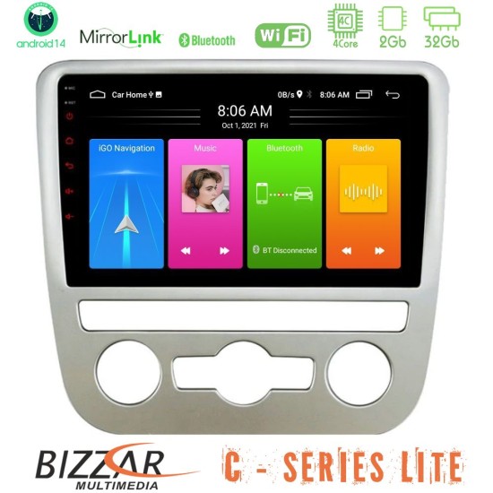 Bizzar C Series Lite 4Core Android14 2+32GB  VW Scirocco 2008 – 2014 Navigation Multimedia Tablet 9"