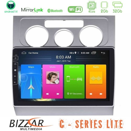 Bizzar C Series Lite 4Core Android14 2+32GB  VW Touran 2003-2011 Navigation Multimedia Tablet 10"