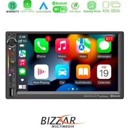 Bizzar 2DIN Deck 4core Android13 4+32GB Navigation Multimedia Deckless 7" με Carplay/AndroidAuto
