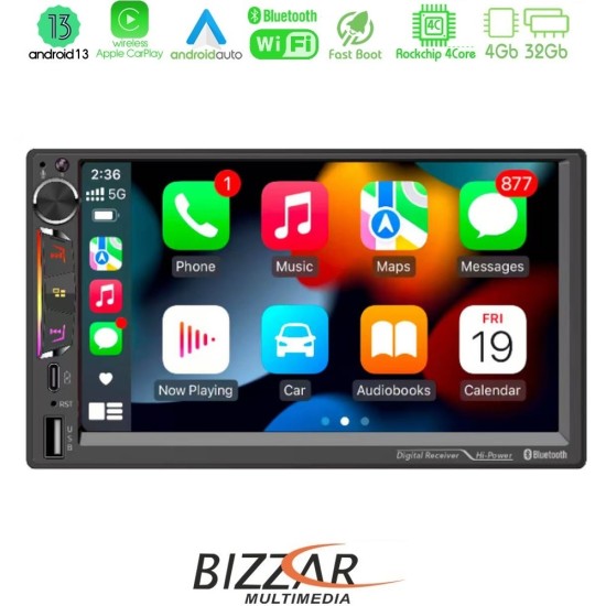Bizzar 2DIN Deck 4core Android13 4+32GB Navigation Multimedia Deckless 7" με Carplay/AndroidAuto Bizzar 2DIN Deck 4core Android13 4+32GB Navigation Multimedia Deckless 7" με Carplay/AndroidAuto