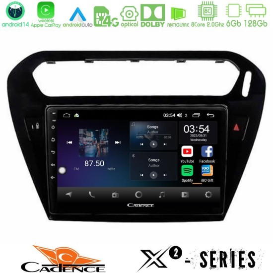 Cadence X2 Series 8Core Android14 6+128GB  Citroen C-Elysee / Peugeot 301 Navigation Multimedia Tablet 9"   (Μαύρο))