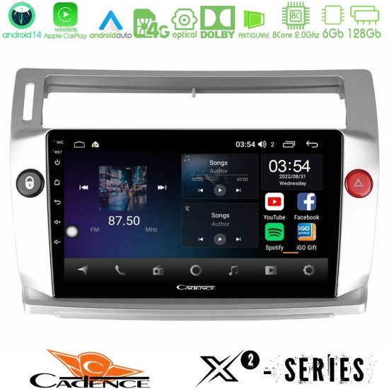 Cadence X2 Series 8Core Android14 6+128GB  Citroen C4 2004-2010 Navigation Multimedia Tablet 9"