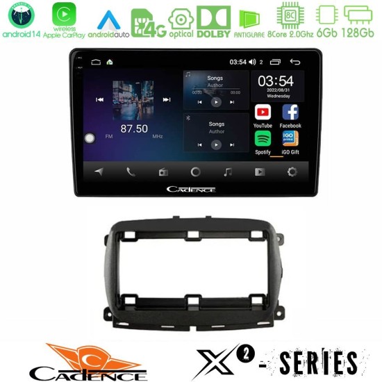 Cadence X2 Series 8Core Android14 6+128GB   Fiat 500 2016> Navigation Multimedia Tablet 9"