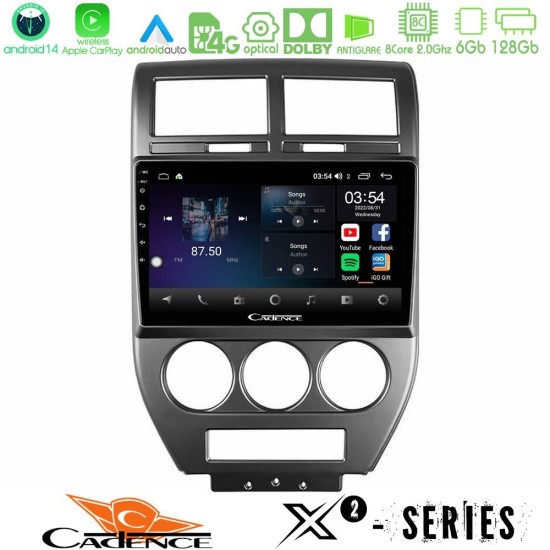 Cadence X2 Series 8Core Android14 6+128GB  Jeep Compass/Patriot 2007-2008 Navigation Multimedia Tablet 10"