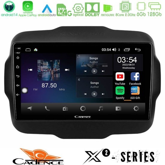 Cadence X2 Series 8Core Android14 6+128GB  Jeep Renegade 2015-2019 Navigation Multimedia Tablet 9"