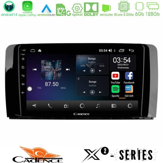 Cadence X2 Series 8Core Android14 6+128GB  Mercedes R Class Navigation Multimedia Tablet 9"