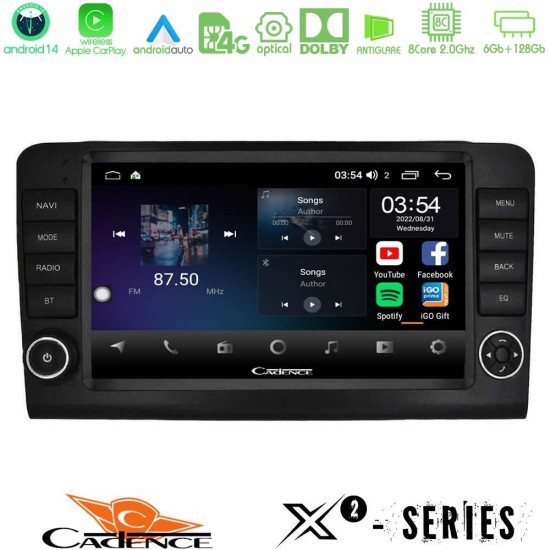 Cadence X2 Series 8Core Android14 6+128GB  Mercedes ML/GL Class W164 2006-2011 Navigation Multimedia Tablet 9"    (OEM Look)