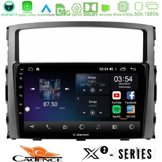 Cadence X2 Series 8Core Android14 6+128GB  Mitsubishi Pajero 2008-2009 Navigation Multimedia Tablet 9"