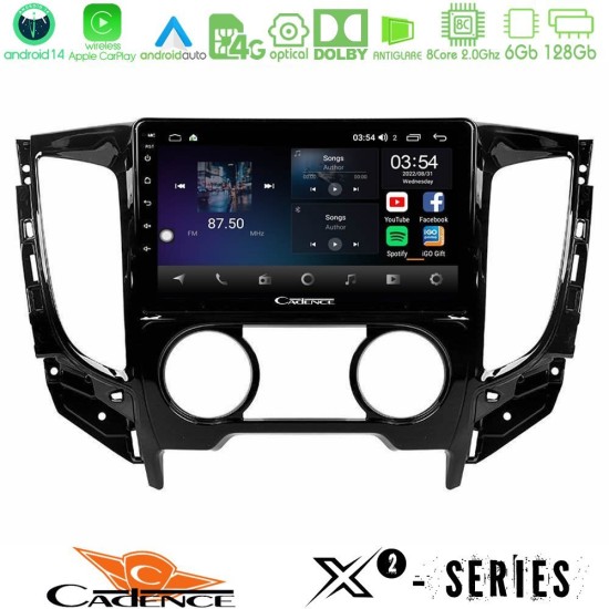 Cadence X2 Series 8Core Android14 6+128GB  Mitsubishi L200 2016-> amp; Fiat Fullback (Manual A/C) Navigation Multimedia Tablet 9"