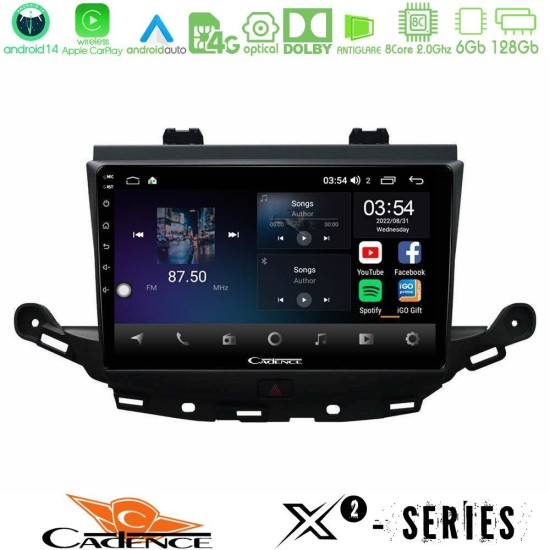Cadence X2 Series 8Core Android14 6+128GB  Opel Astra K 2015-2019 Navigation Multimedia Tablet 9"