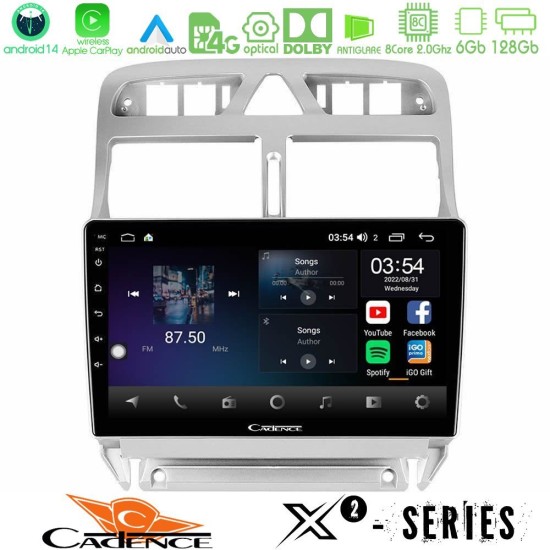 Cadence X2 Series 8Core Android14 6+128GB  Peugeot 307 2002-2008 Navigation Multimedia Tablet 9"