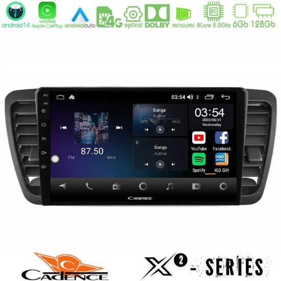 Cadence X2 Series 8Core Android14 6+128GB  Subaru Legacy/Outback 2002-2008 Navigation Multimedia Tablet 9"