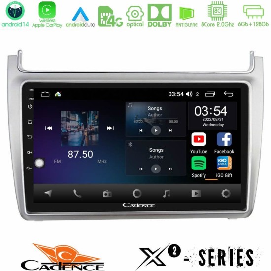 Cadence X2 Series 8Core Android14 6+128GB  Vw Polo 2014-2017 Navigation Multimedia Tablet 9"   (Silver)