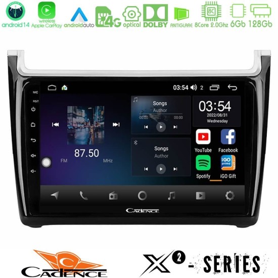 Cadence X2 Series 8Core Android14 6+128GB  Vw Polo Navigation Multimedia Tablet 9"