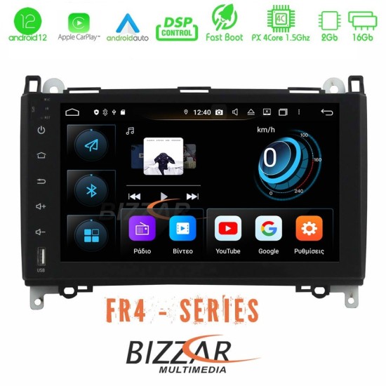 Bizzar FR4 Pro Series Mercedes A/B/Sprinter/Vito 4Core Android12 2+16GB Navigation Multimedia Station 9" (OEM Style)