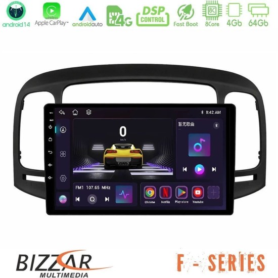 Bizzar F Series 8Core Android14 4+64GB Hyundai Accent 2006-2011 Navigation Multimedia Tablet 9" Με Carplay & Android Auto