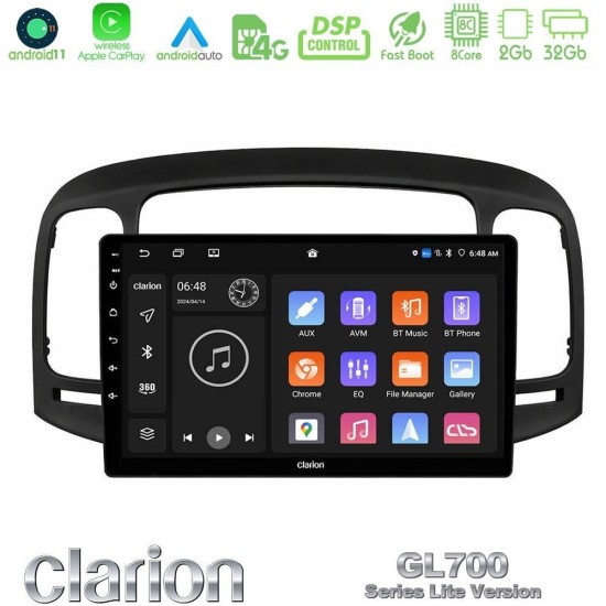 Clarion GL700 Lite Series 8Core Android11 2+32GB Hyundai Accent 2006-2011 Navigation Multimedia Tablet 9" Με Carplay & Android Auto Clarion GL700 Lite Series 8Core Android11 2+32GB Hyundai Accent 2006-2011 Navigation Multimedia Tablet 9" Με Carplay & Android Auto