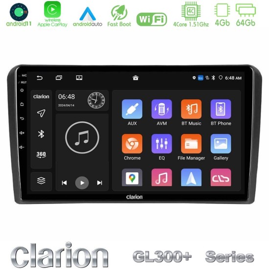 Clarion GL300+ Series 4Core Android11 4+64GB Audi A3 8P Navigation Multimedia Tablet 9"