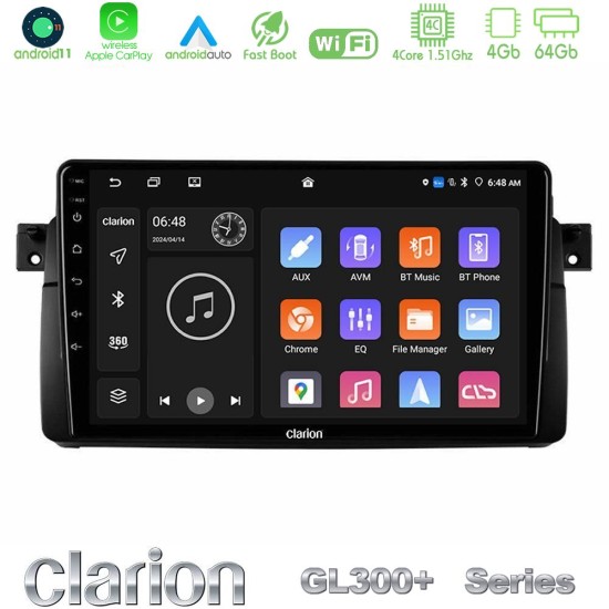Clarion GL300+ Series 4Core Android11 4+64GB  BMW E46 Navigation Multimedia Tablet 9"