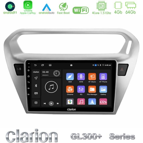 Clarion GL300+ Series 4Core Android11 4+64GB  Citroën C-Elysée / Peugeot 301 Navigation Multimedia Tablet 9"