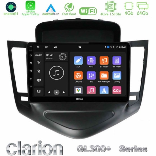 Clarion GL300+ Series 4Core Android11 4+64GB Chevrolet Cruze 2009-2012 Navigation Multimedia Tablet 9" (Μαύρο) Clarion GL300+ Series 4Core Android11 4+64GB Chevrolet Cruze 2009-2012 Navigation Multimedia Tablet 9" (Μαύρο)