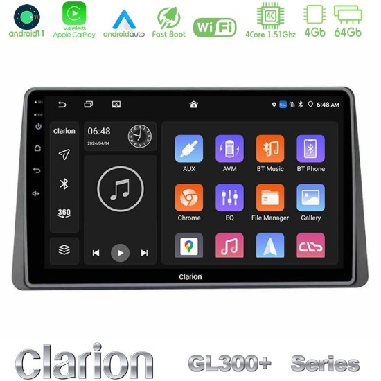 Clarion GL300+ Series 4Core Android11 4+64GB  Dacia Duster 2022-> Navigation Multimedia Tablet 9"