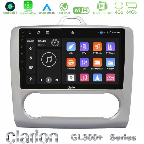 Clarion GL300+ Series 4Core Android11 4+64GB  Ford Focus Auto AC Navigation Multimedia Tablet 9"
