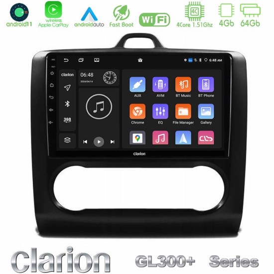 Clarion GL300+ Series 4Core Android11 4+64GB  Ford Focus Auto AC Navigation Multimedia Tablet 9" (Μαύρο Χρώμα)